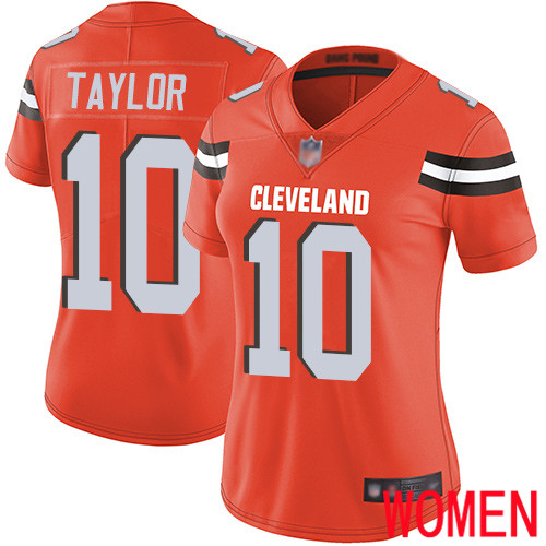 Cleveland Browns Taywan Taylor Women Orange Limited Jersey 10 NFL Football Alternate Vapor Untouchable